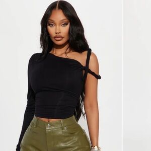 One shoulder long sleeve top